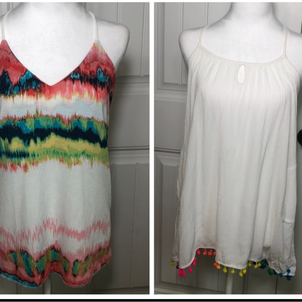 Bundle lot Womens set of 2 racer back, spaghetti strap tank tops. Size small